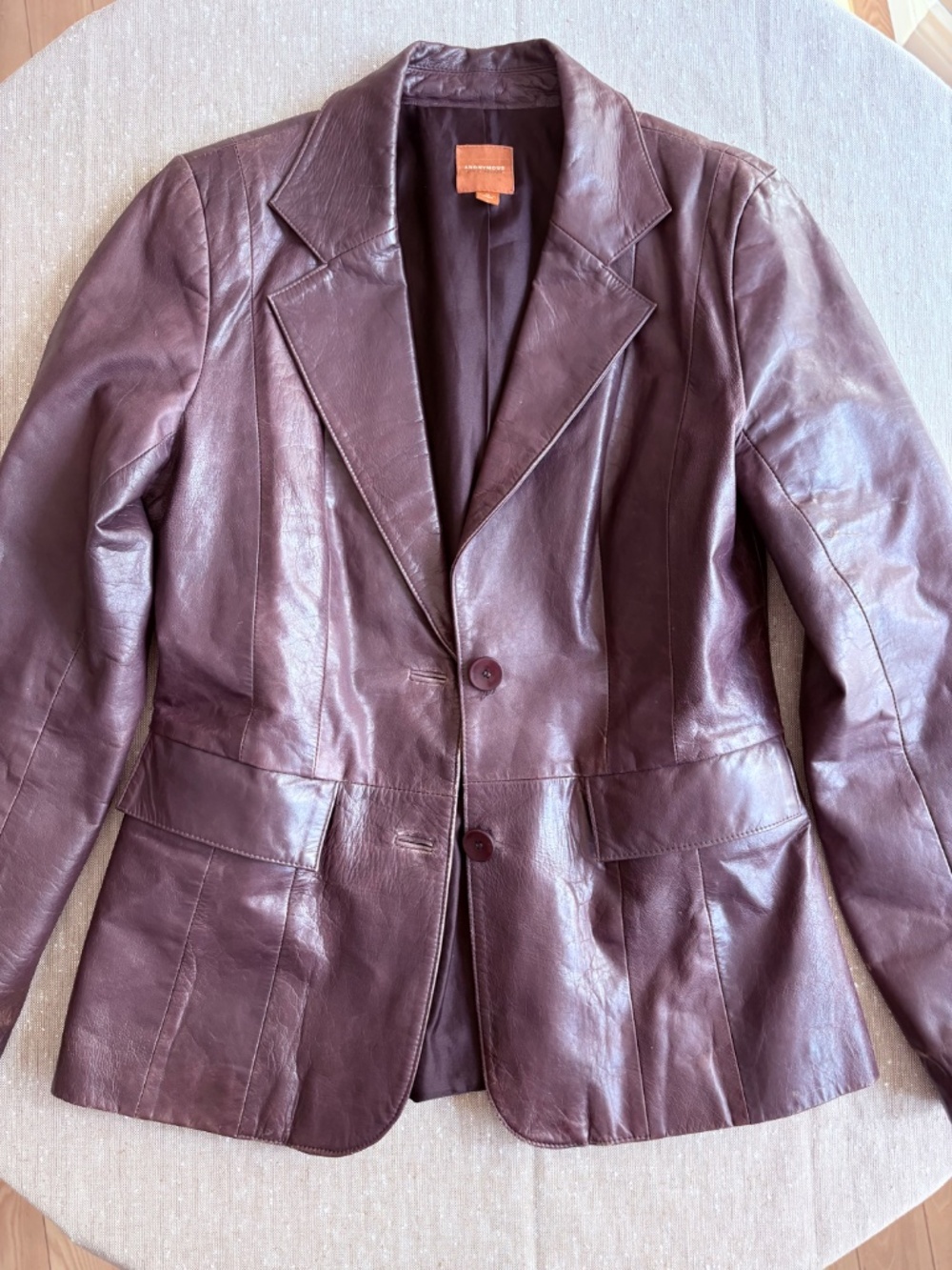 John Carlisle VTG 90’s Distressed Leather Blazer Jacket Burgundy Sz M